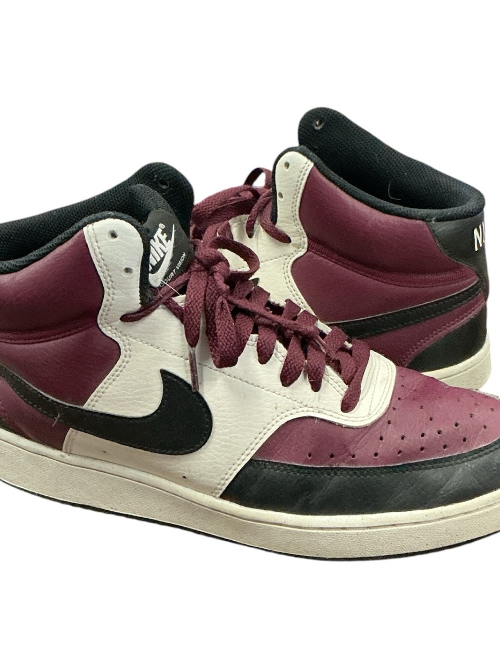 Nike Men’s High-Top Sneakers in Burgundy, Black & White